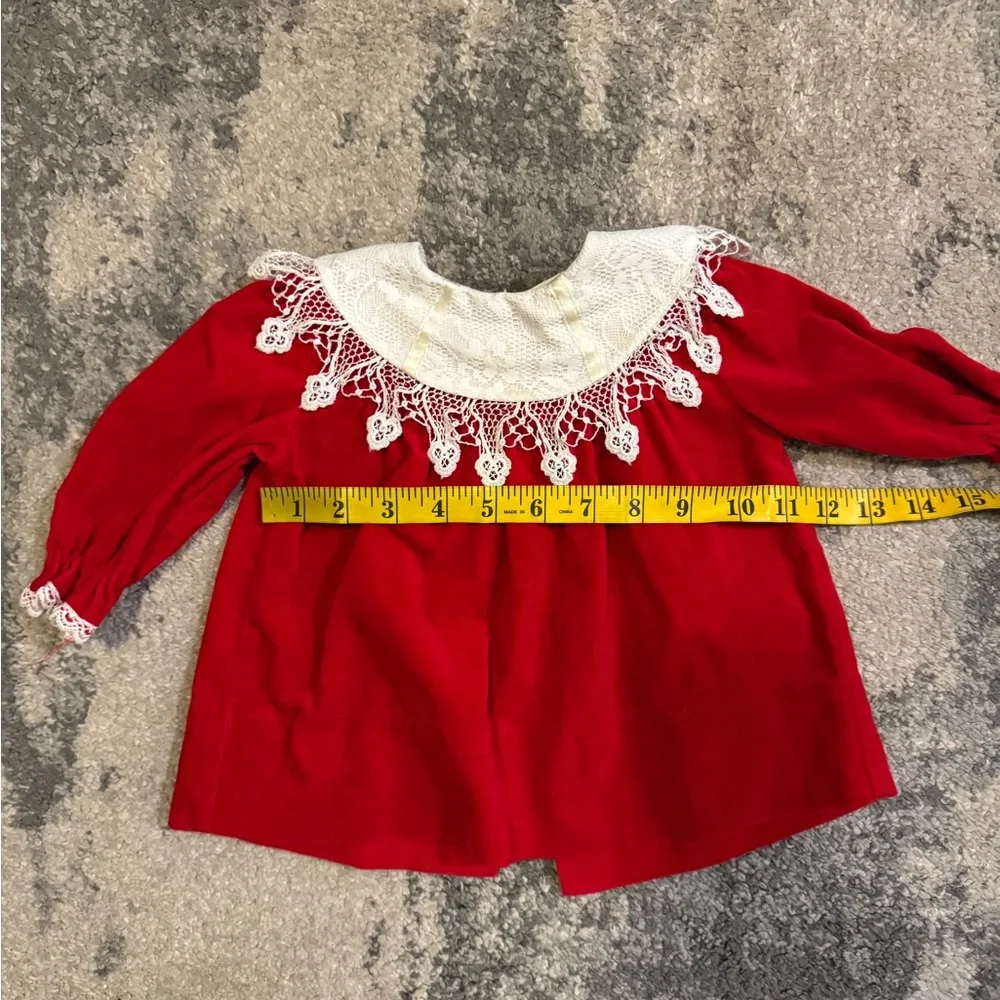 Bryan Vintage Red Baby Dress with Lace Collar - Picture 2 of 6
